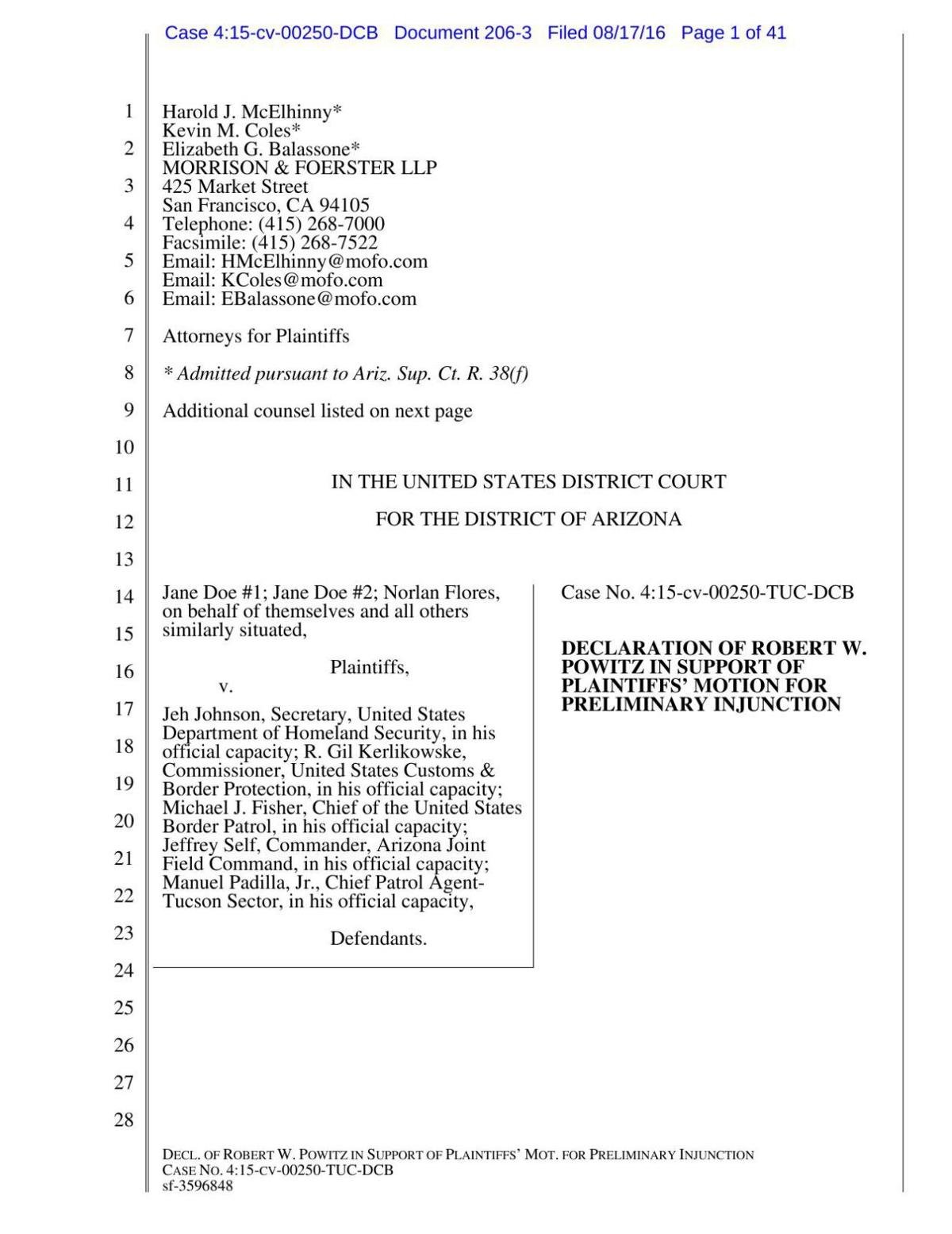 Robert Powitz declaration