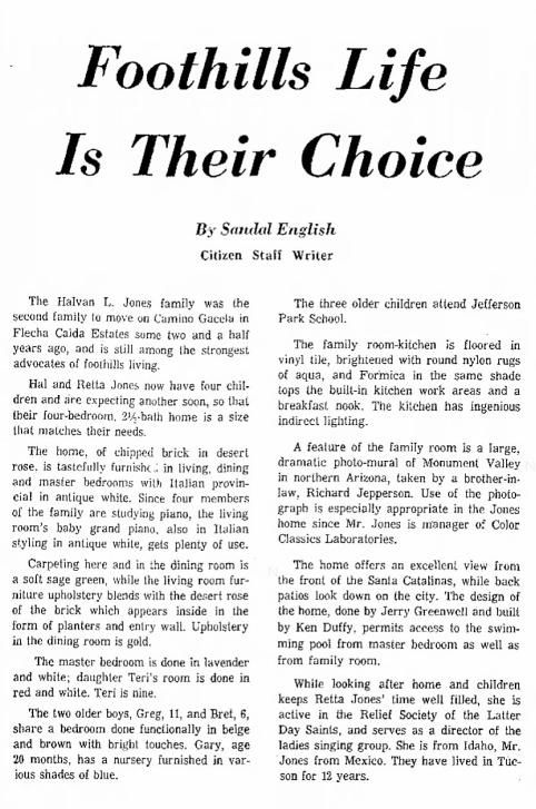 Tucson Citizen article Dec. 4, 1965