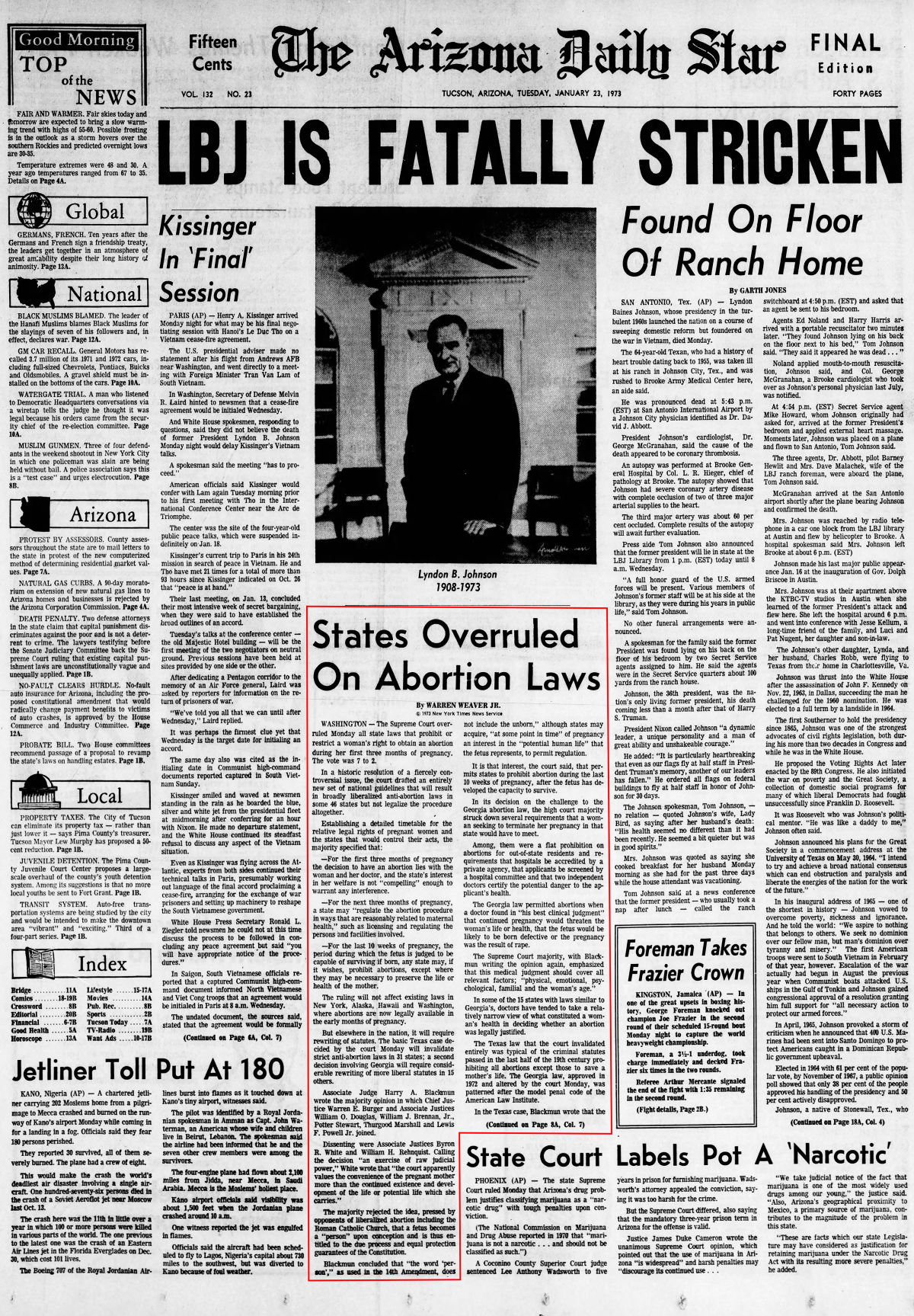 Jan. 23, 1973: Roe V. Wade