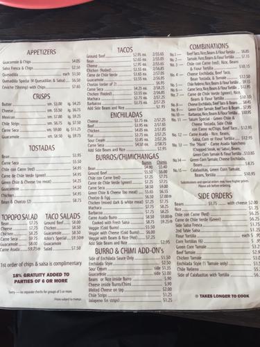Lerua's menu