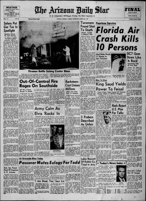 Arizona Daily Star front page March 25, 1958