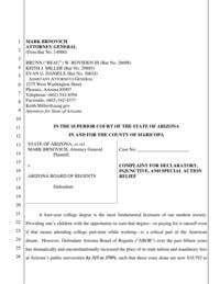 Complaint against the Arizona Board of Regents