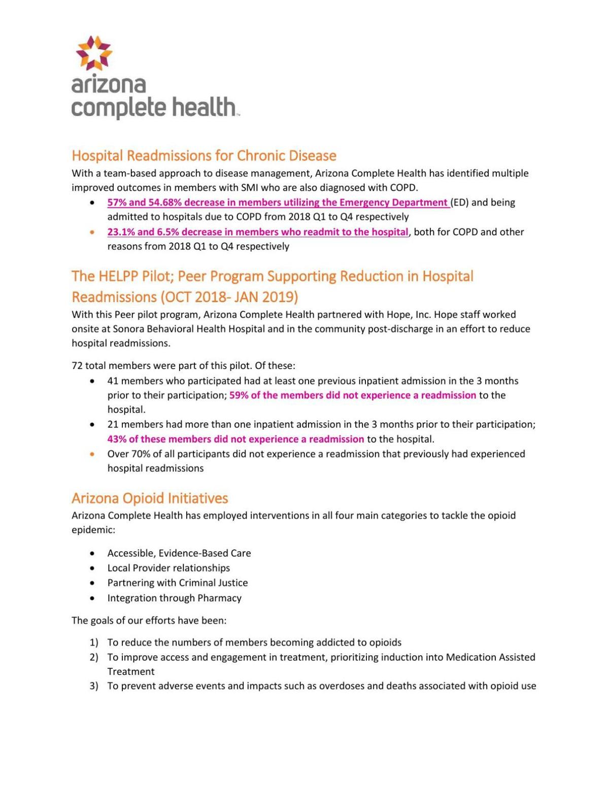 Arizona Complete Health response