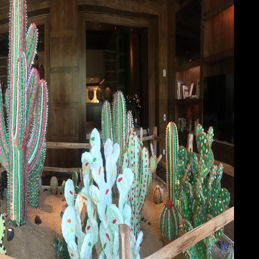Life Size Gingerbread House Cacti Garden Made Of Fondant