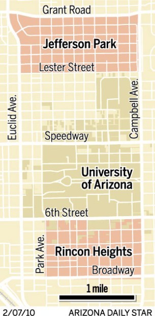 Historic neighborhoods near the University of Arizona campus