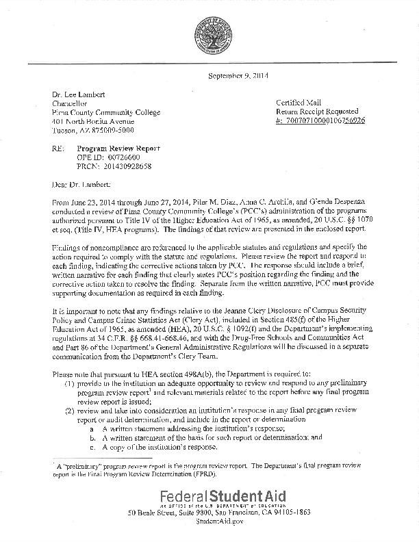 Federal aid findings