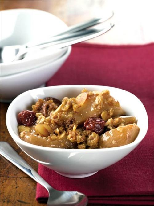 Pear and cherry crumble