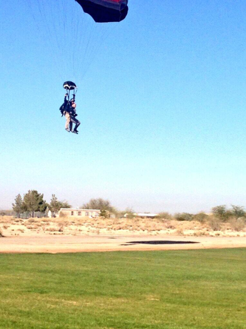 Gabby Giffords lands safely after skydiving on Jan. 8 anniversary