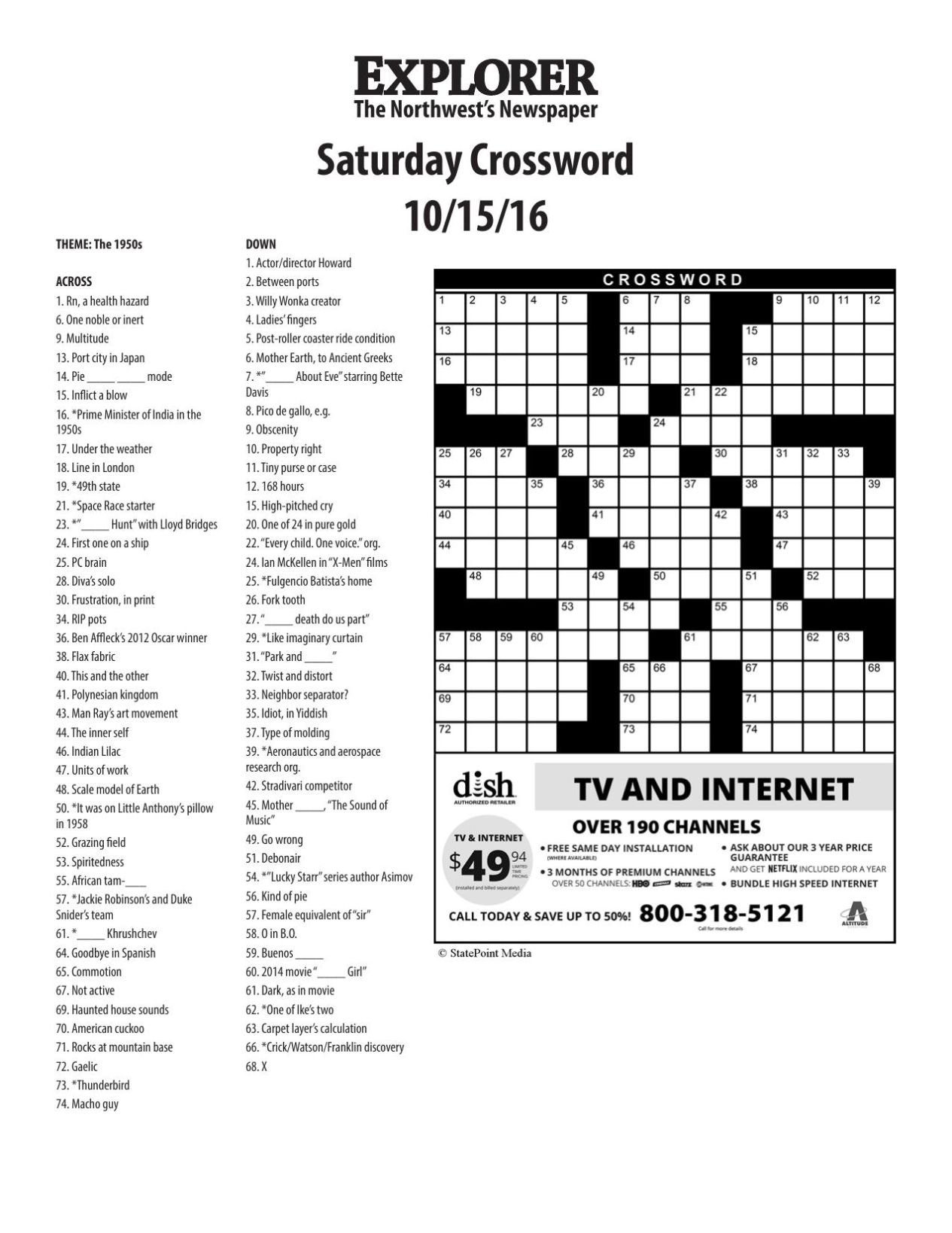 dish network free crossword puzzles