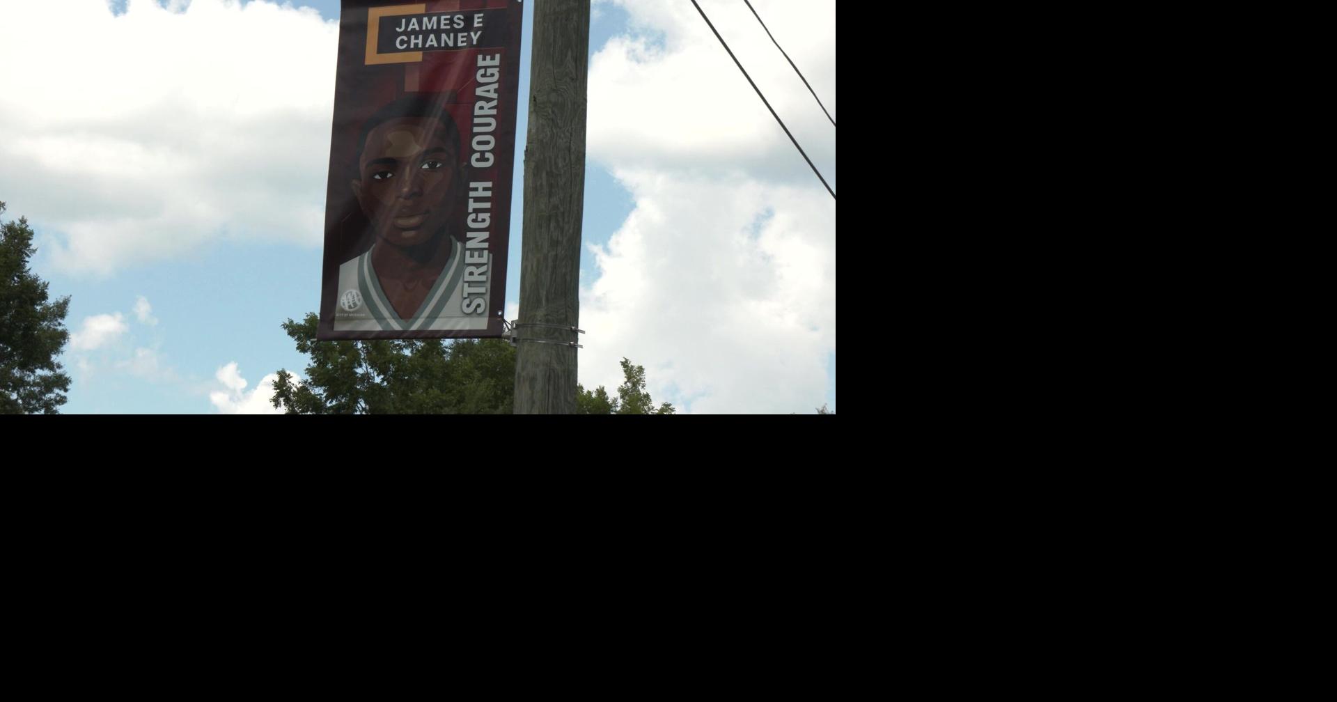 Meridian community unveils new banners honoring James E. Chaney