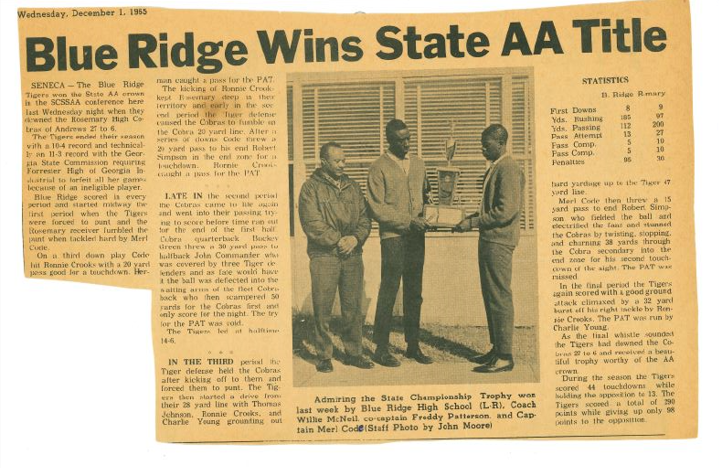 Blue Ridge players recall county's only State championship football ...