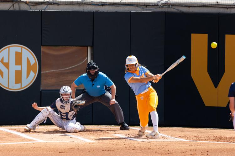 Rylie West leads Tennessee softball at the plate, in the dugout