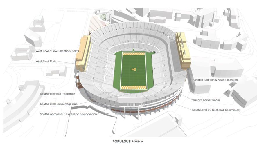 Neyland Stadium renovation images, Phases 1,2 & 3