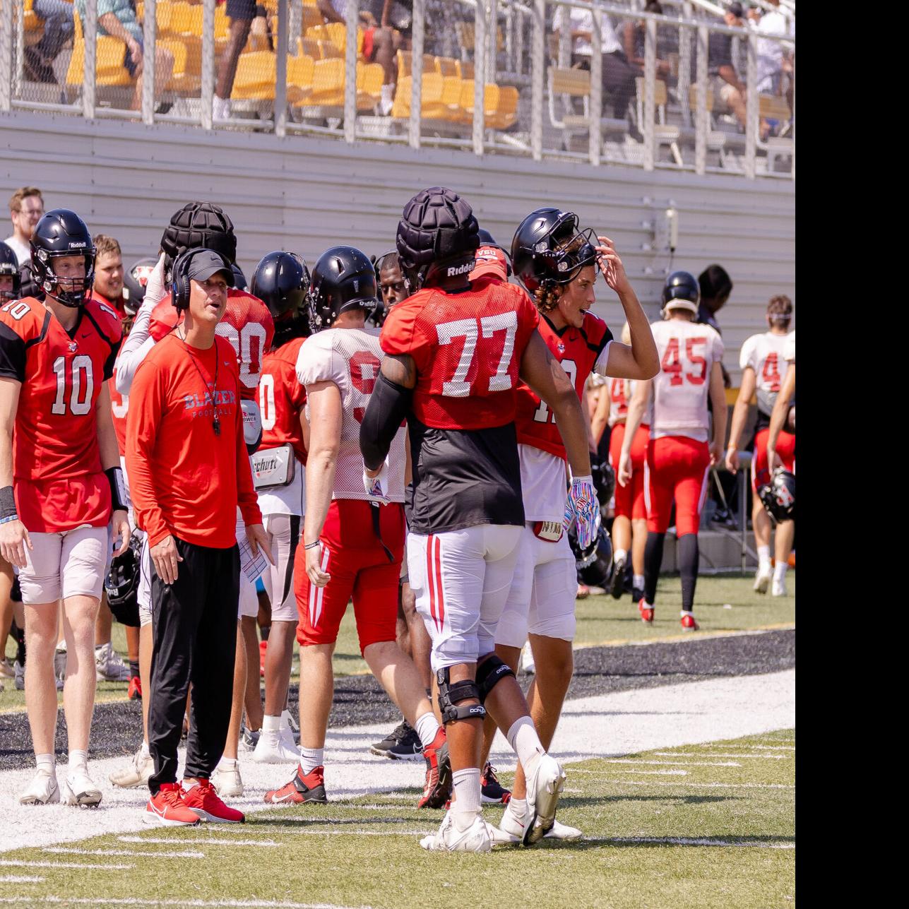 Brighton High School football team practices, preparing for the season