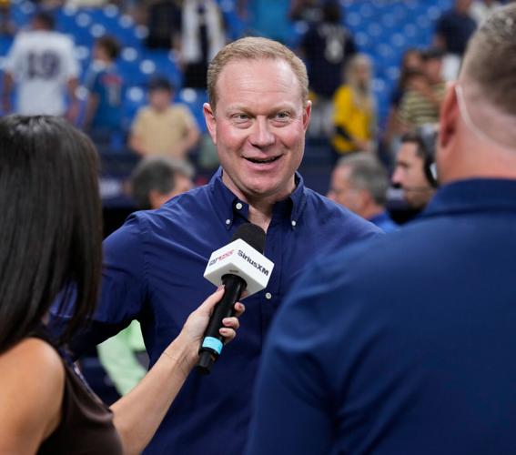 Milwaukee Brewers general manager Matt Arnold is seen before the start of Game 5 of the World Series between the Milwaukee