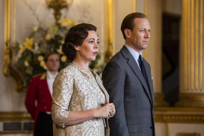 Olivia Colman as Queen Elizabeth II and Tobias Menzies as Prince Philip in the third season of Netflix' s "The Crown."