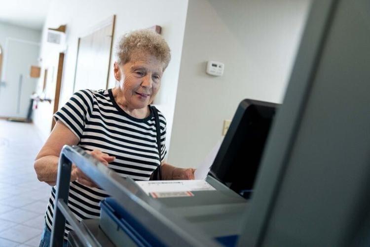 Thalia Thomas votes in Iowa’s 2026 primary election on June 2, 2026, at Oakwood United Methodist Church in Pleasant Hill.