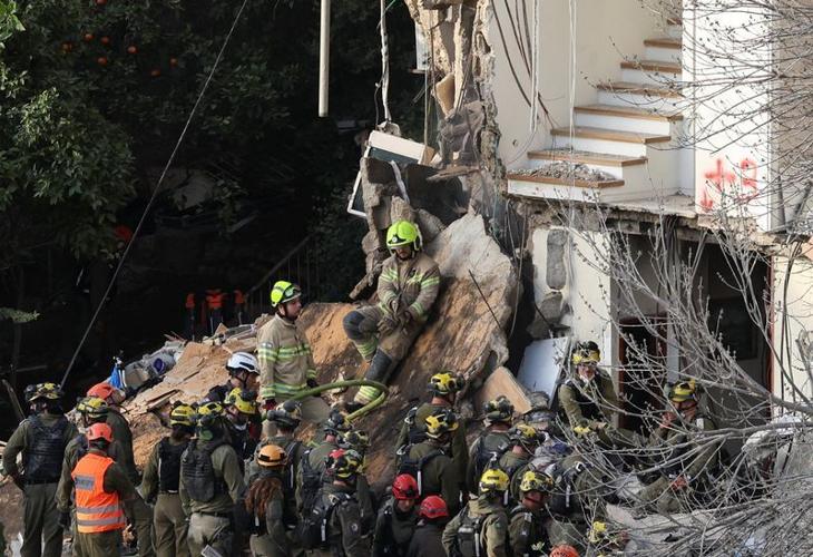 Aftermath of a projectile impact in Haifa