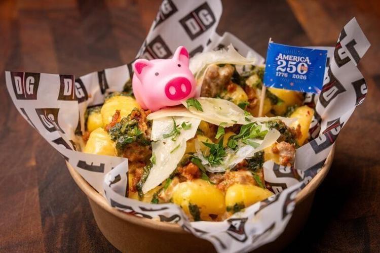 Porky Parm Gnocchi from Destination Grille is photographed during the Best New Fair Foods of 2026 contest at the Iowa State Fair on Tuesday, July 14, 2026. The item is one of the Iowa State Fair's top 11 new foods for 2026.