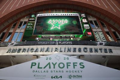 The American Airlines Center prior to Game 2 of a first-round playoff series between the Dallas Stars and the Minnesota Wild, on April 20, 2026, in Dallas.