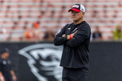 Texas Tech head coach Joey McGuire looks on before a game against Oregon State at Reser Stadium on Sept. 12, 2026, in Corvallis, Oregon.