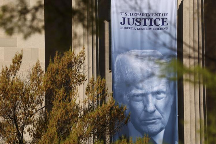 Trump banner at the Department of Justice in Washington