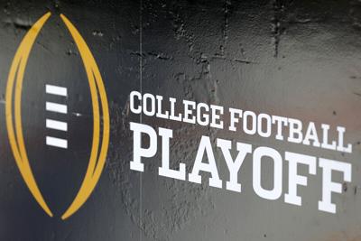 The College Football Playoff logo is seen before the 2017 College Football Playoff National Championship Game at Raymond James Stadium on Jan. 9, 2017, in Tampa, Florida.