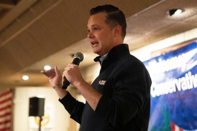 U.S. Rep. Zach Nunn speaks during a Westside Conservative Club meeting at Machine Shed restaurant on Wednesday, Jan. 28, 2026 in Urbandale.