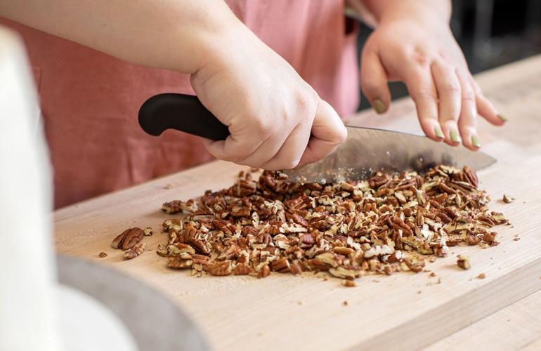 Chopping pecans