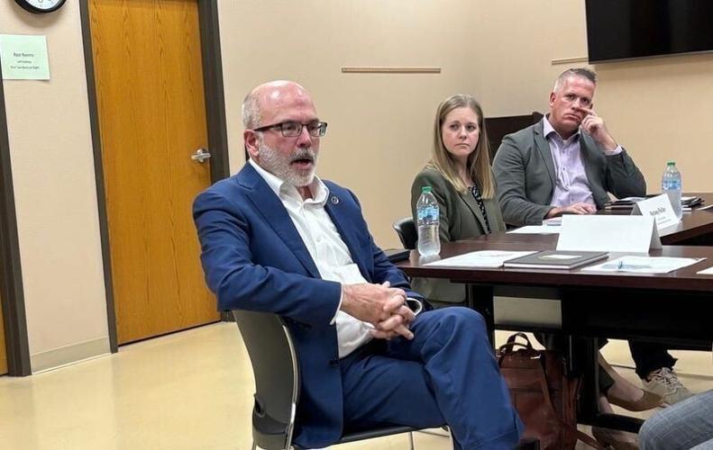 U.S. Department of Health and Human Services Regional Director Jeff Kahrs discusses funding for cancer prevention in rural Iowa during a roundtable at Marion County Public Health's office in Knoxville, IA, Sept. 23.