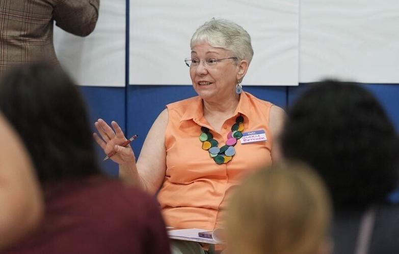 City council member Gloria Butcher talks during the Ames City Council's listening session about a possible data center on Tuesday, June 30, at City Auditorium in Ames, Iowa.