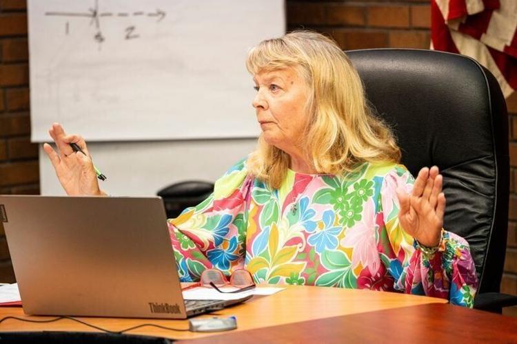 Madison County Supervisor Diane Fitch speaks during a Madison County Board of Supervisors meeting on July 22, 2025, at the Madison County Annex in Winterset, Iowa.
