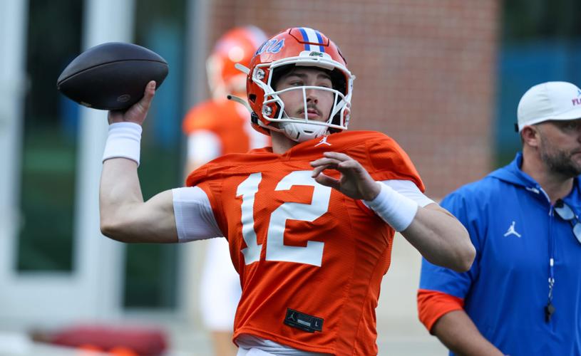 Florida quarterback Aaron Philo (12) throws during the first day of Florida Spring football practice at Heavener Football Center in Gainesville, FL on Tuesday, March 3, 2026.