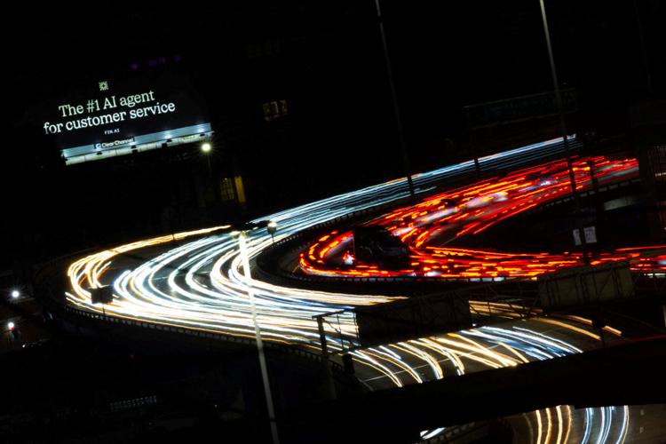 FILE PHOTO: Billboards advertising artificial intelligence services in San Francisco