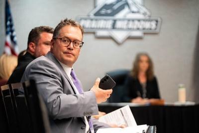 Brian Ohorilko, who became CEO of Prairie Meadows in January 2026, sits during the racetrack and casino’s board meeting on Oct. 22, 2025, in Altoona.
