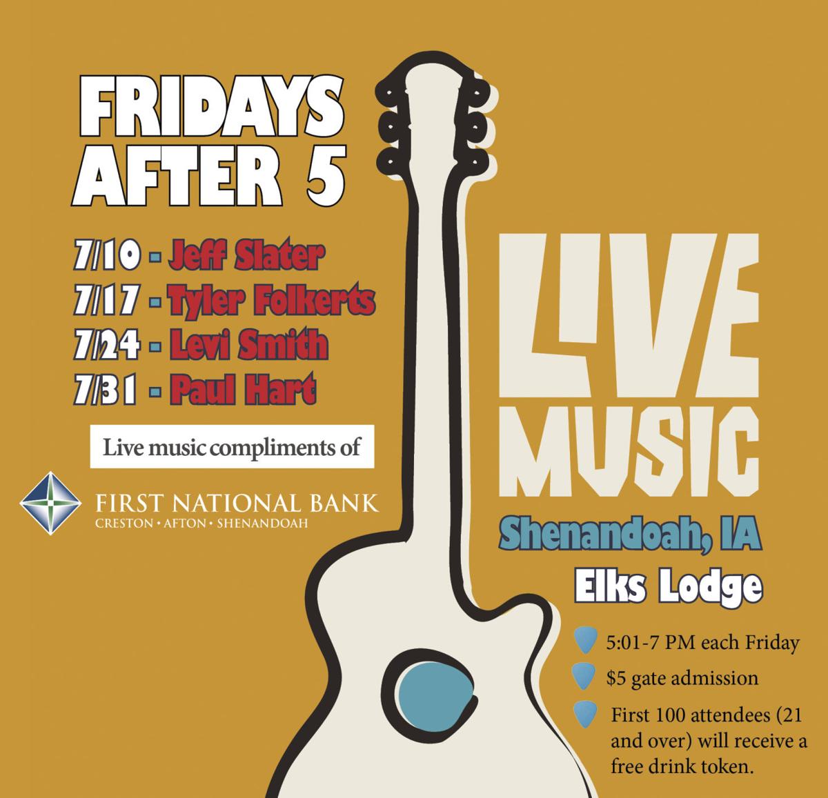 “Fridays After Five” kicks off July 10 at Shen Elks Lodge
