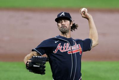 Starting pitcher Cole Hamels of the Atlanta Braves throws to a Baltimore Orioles batter in the second inning at Oriole Park at Camden Yards on September 16, 2020 in Baltimore, Maryland.