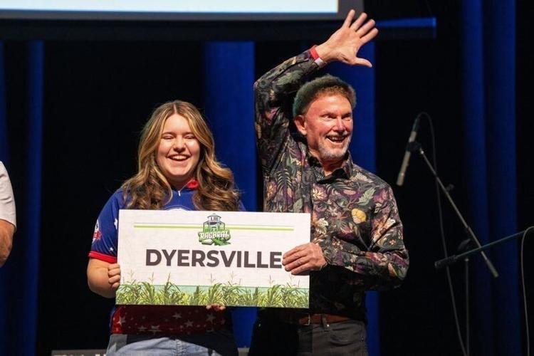 Dyersville is announced as the seventh town on the RAGBRAI 2026 route during the RAGBRAI Route Announcement Party at Vibrant Music Hall on Saturday, Jan. 24, 2026 in Waukee.