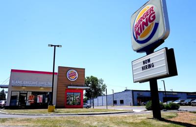 A "now hiring" sign at Burger King, 817 West 5th Ave.