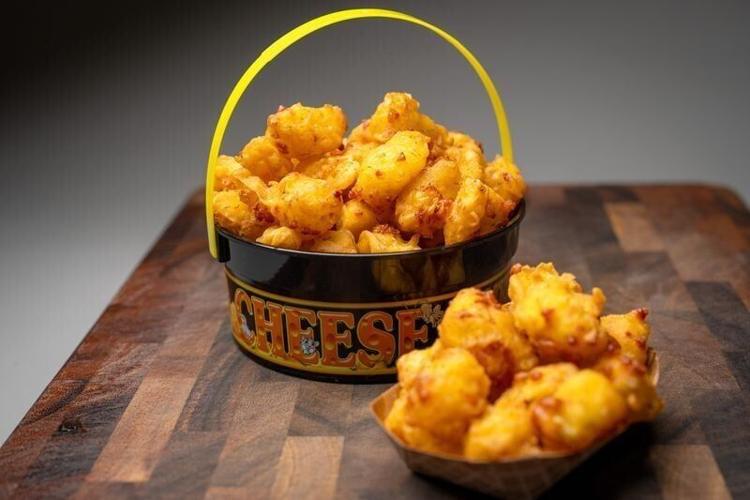 Garlic Dill Pickle Cheese Curds from Brad and Harry's Cheese Curds is photographed during the Best New Fair Foods of 2026 contest at the Iowa State Fair on Tuesday, July 14, 2026. The item is one of the Iowa State Fair's top 11 new foods for 2026.
