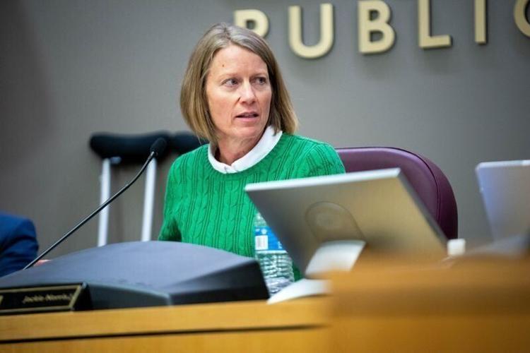 Then-Des Moines School Board Chair Jackie Norris during a board meeting on Oct. 7, 2025.