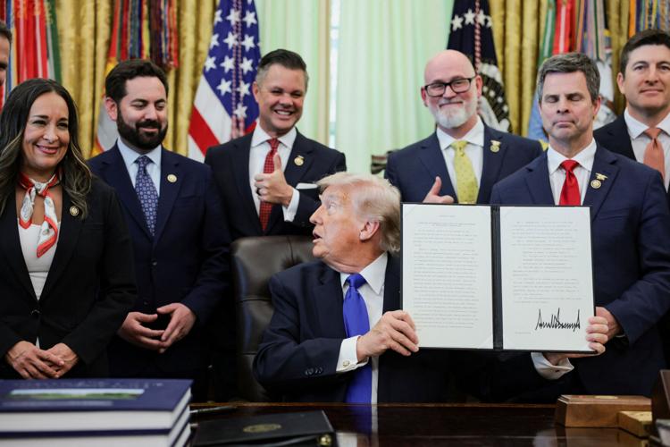 U.S. President Donald Trump in the Oval Office at the White House in Washington