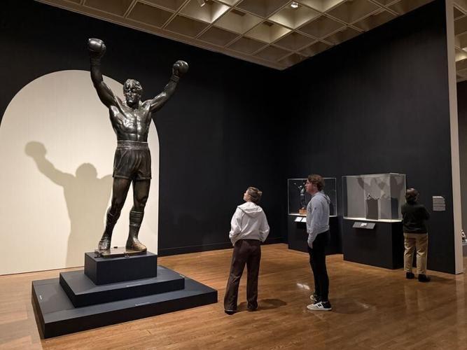 Tom Schomberg’s “Rocky” statue is displayed inside the Philadelphia Museum of Art during “Rising Up: Rocky and the Making of Monuments,” an exhibition examining how the movie statue became a public monument.