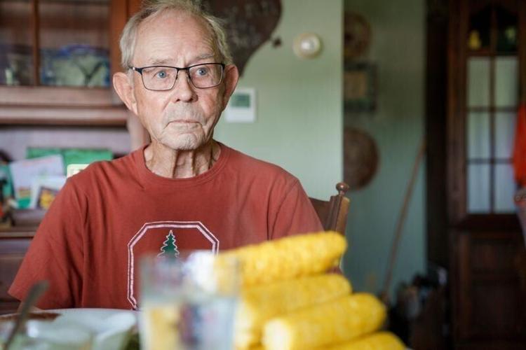 Bob Swan, who last year underwent treatment for duodenal cancer lives around 2 miles away from the Palo Alto County line. He visits with a reporter on Wednesday, July 29, 2026.