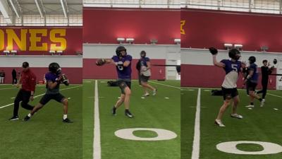 Jaylen Raynor, Zane Flores, Connor Moberly in practice