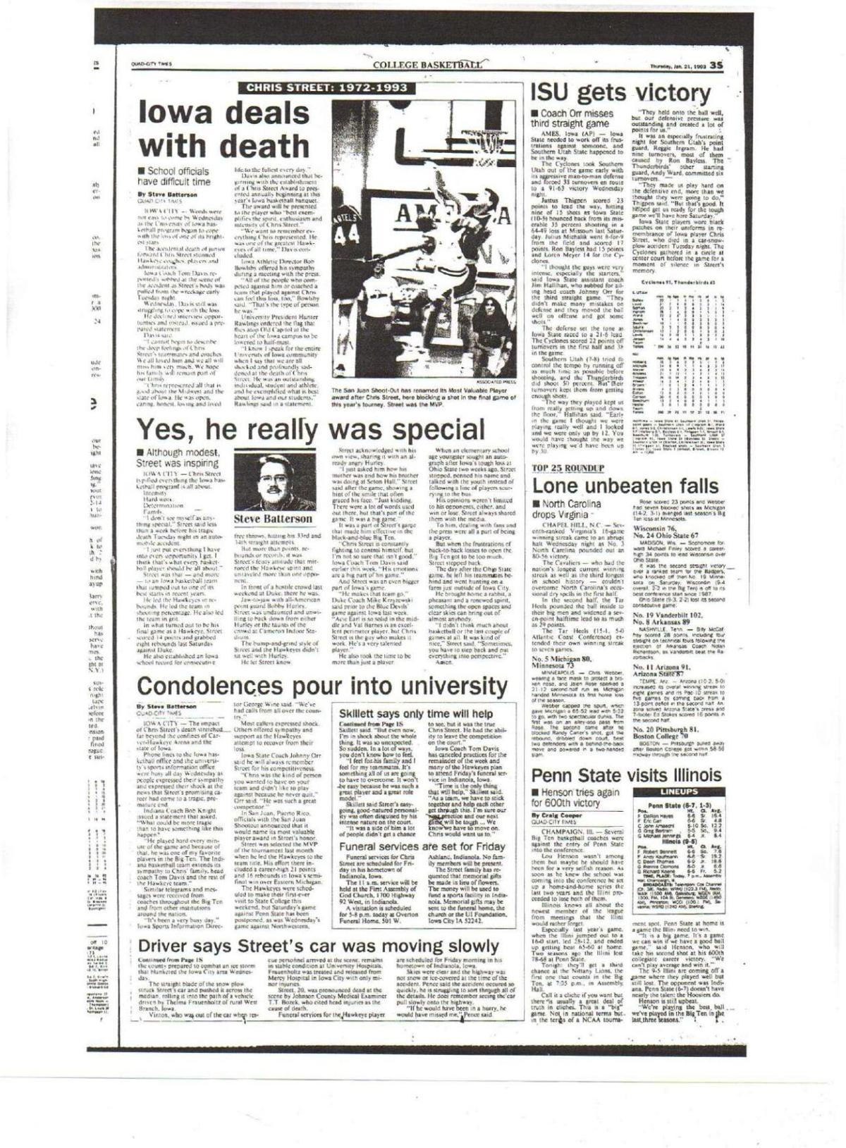 Jan. 21, 1993 Quad-City Times inside page