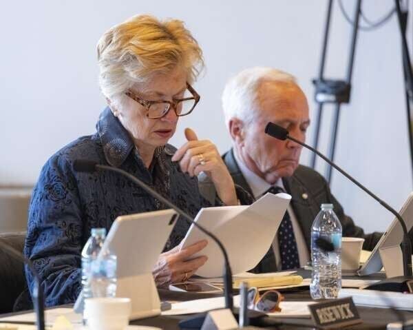 Regent Christine Hensley speaks Wednesday during an Iowa Board of Regents meeting held over two days at the University of Iowa in Iowa City. (Nick Rohlman/The Gazette)