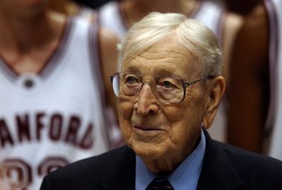 Legendary basketball coach John Wooden at the 10th Anniversary John R. Wooden Classic in Anaheim, California on October 14, 2014.