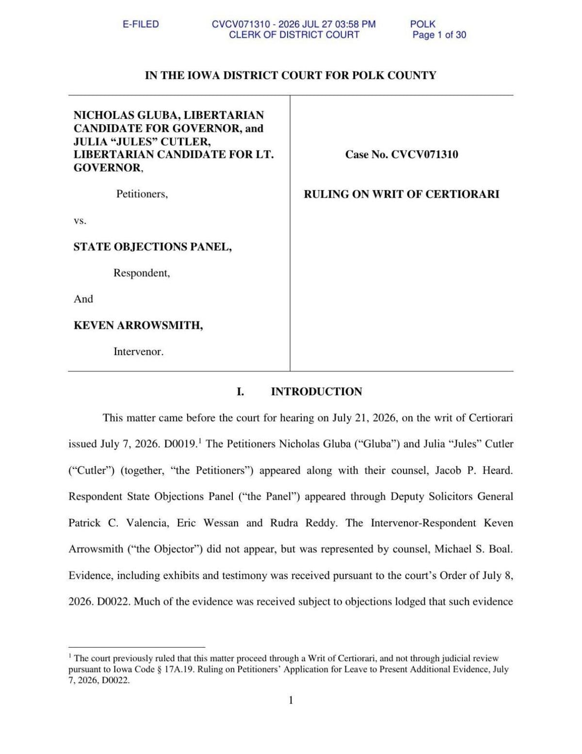 Gluba/Cutler ruling