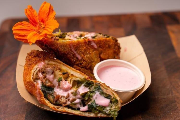 The Crunchy Lamb Wrap from HoQ is photographed during the Best New Fair Foods of 2026 contest at the Iowa State Fair on Tuesday, July 14, 2026. The item is one of the Iowa State Fair's top 11 new foods for 2026.
